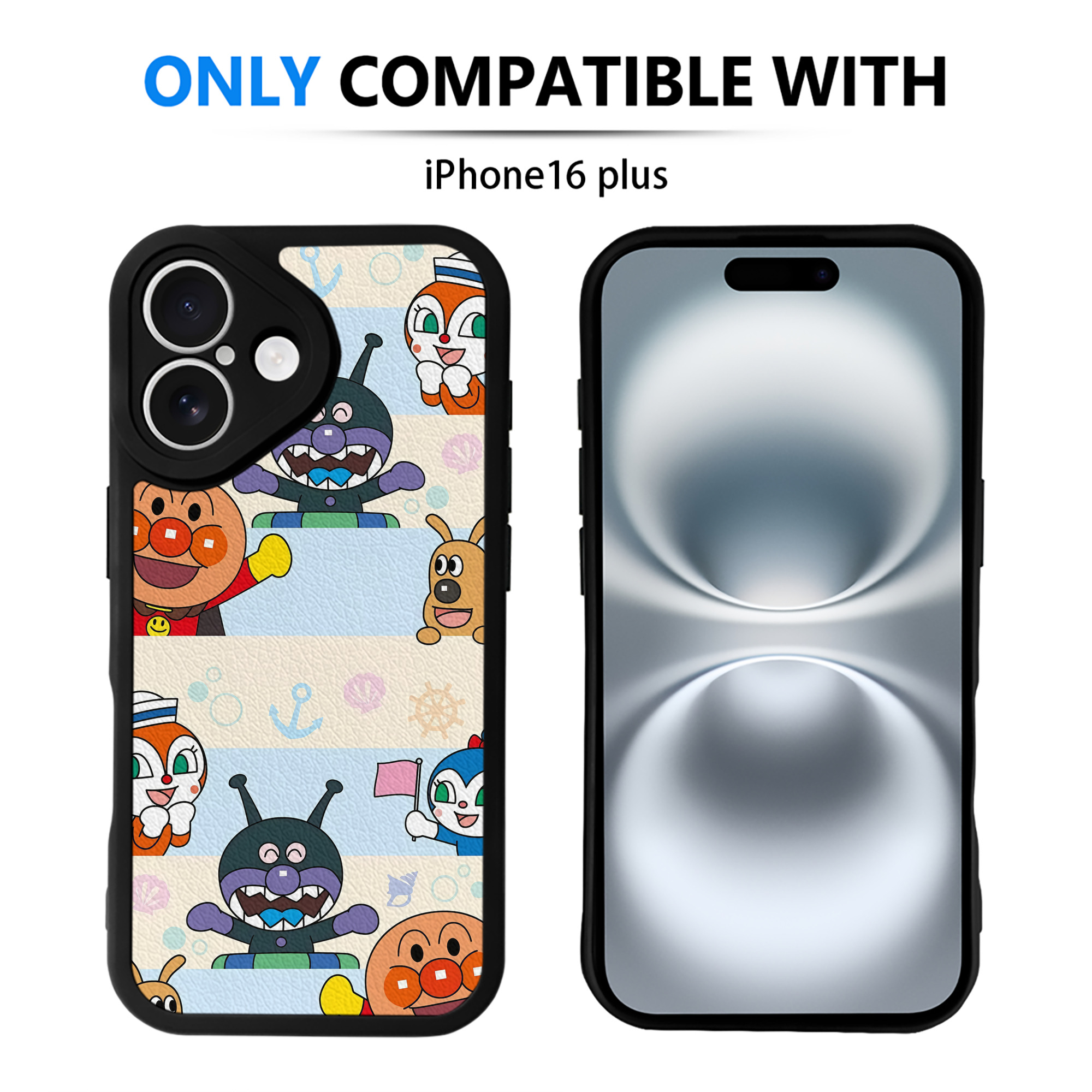（画像用） アンパンマン Anpanman 【iPhone 16シリーズ対応】シリコンスマホケース（レザー調） 材質：シリコン